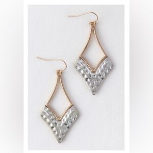 Dual tone hammered metal drop earrings‎